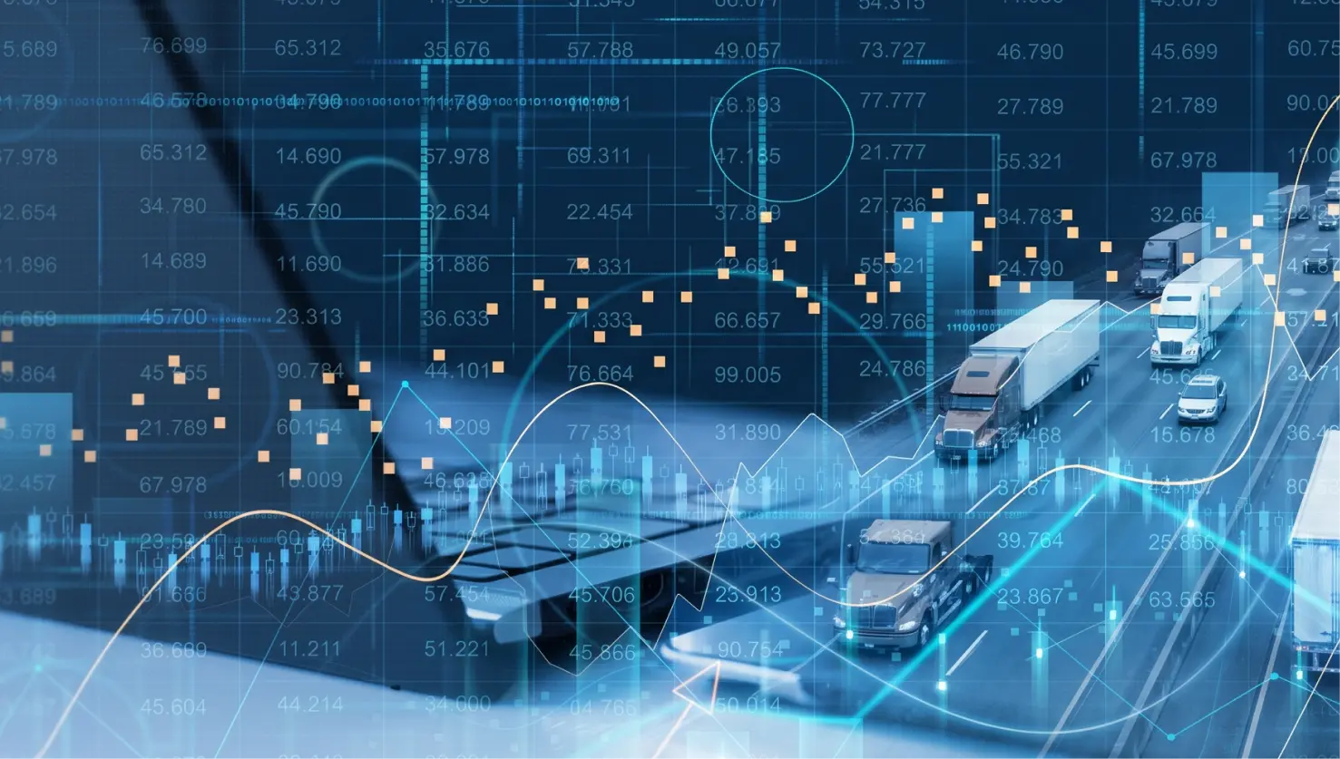 Freight logistics dashboard and transportation imagery